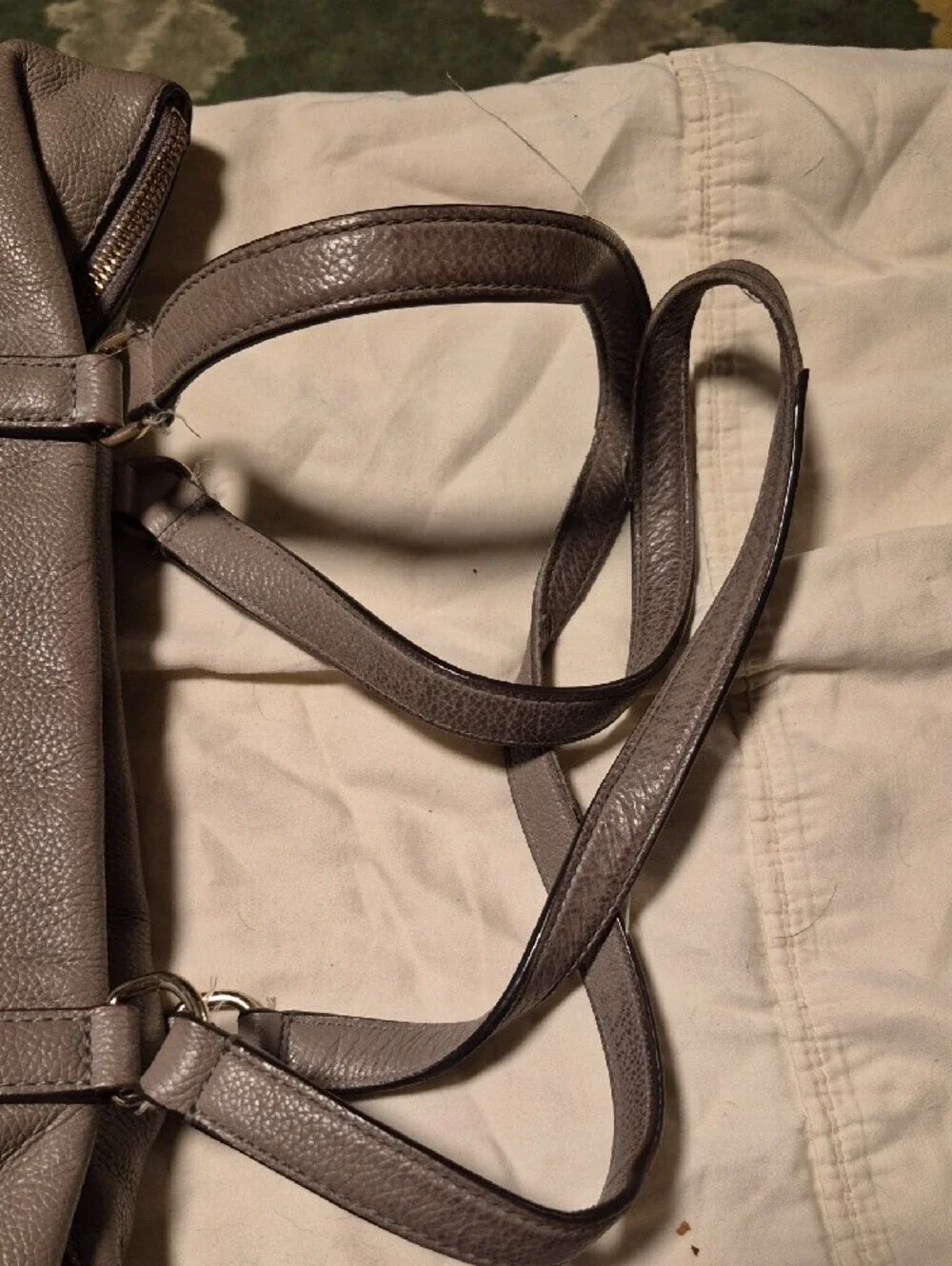kate spade pebble leather embossed tote in taupe gray